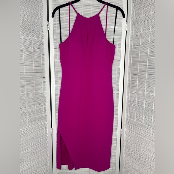 Aqua Formal Scuba Panel Sheath Dress Fuchsia Size 6 - Picture 1 of 8